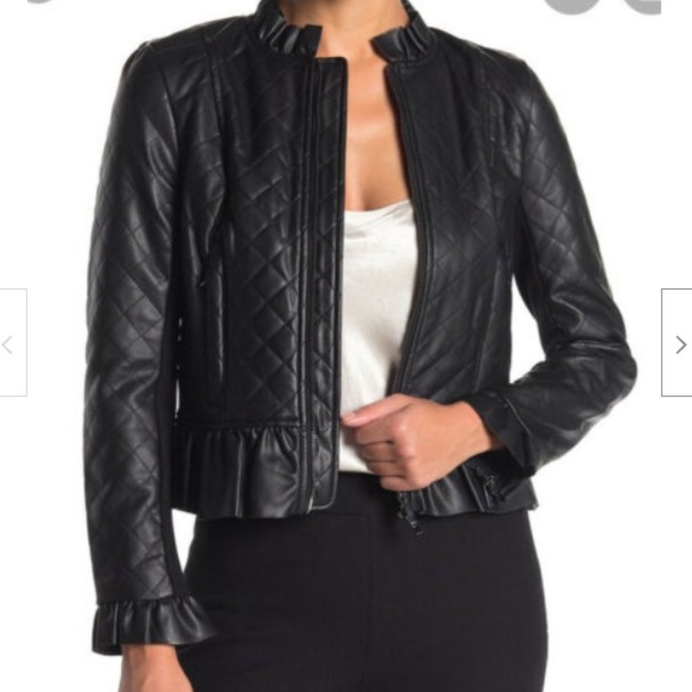 French Connection Quilted Faux Leather Jacket